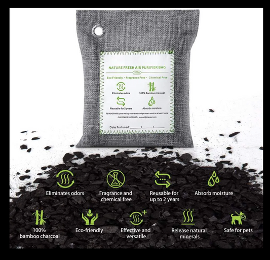 Charcoal Air Purifier Pack – Natural Bamboo Odor Absorbers (Set of 3)